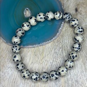 Dalmatian Jasper Beaded Stretch Bracelet
